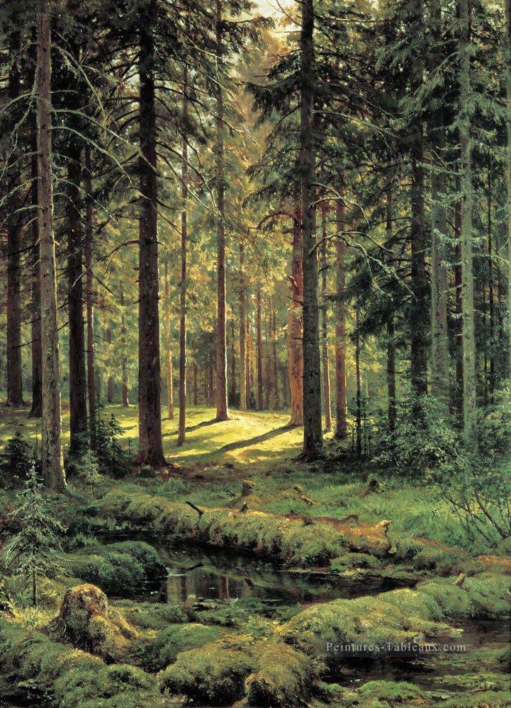 conifère forêt ensoleillée jour 1895 paysage classique Ivan Ivanovitch Peintures à l'huile